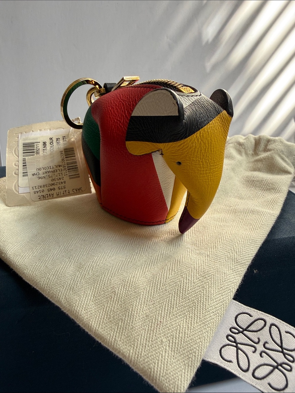 Loewe Multicolor Leather Elephant Charm/Zippered Pouch